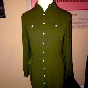 Army green shirt dress
